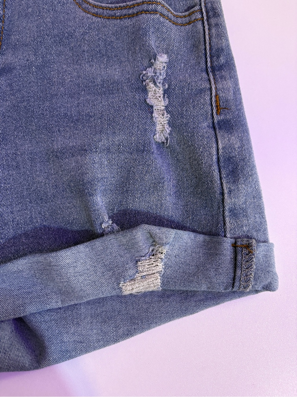 SHEIN Light Blue Rolled Cuff Denim Shorts - Picture 5 of 10